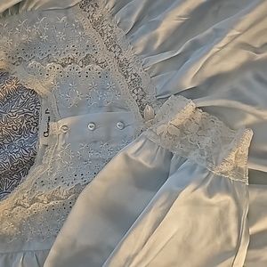 Vintage Christian Dior Blue Satin & Lace House Dress